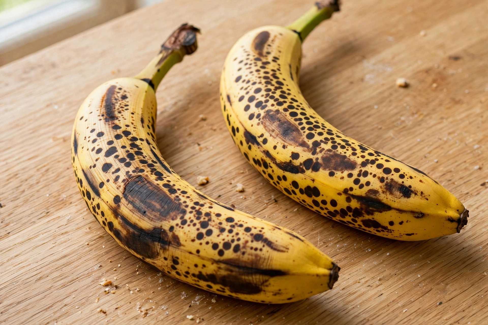 Ripe bananas with heavy brown and black spots ideal for baking moist banana bread