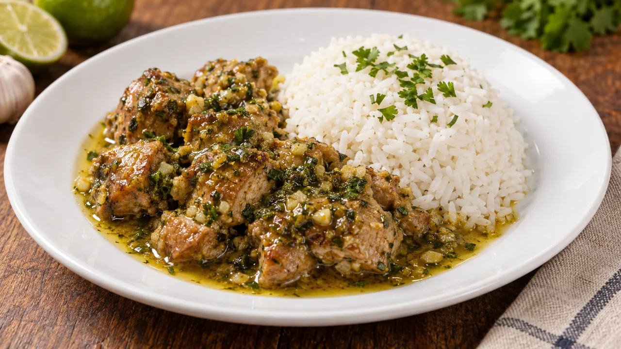 Mojo sauce with rice and grain bowl